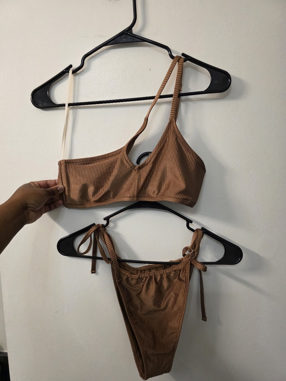 aerie Ribbed Brown Bikini Set BROWN LARGE